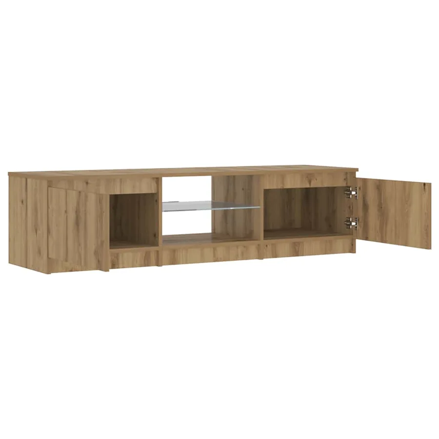 Meuble TV avec lumières LED chêne artisanal bois d'ingénierie - 10