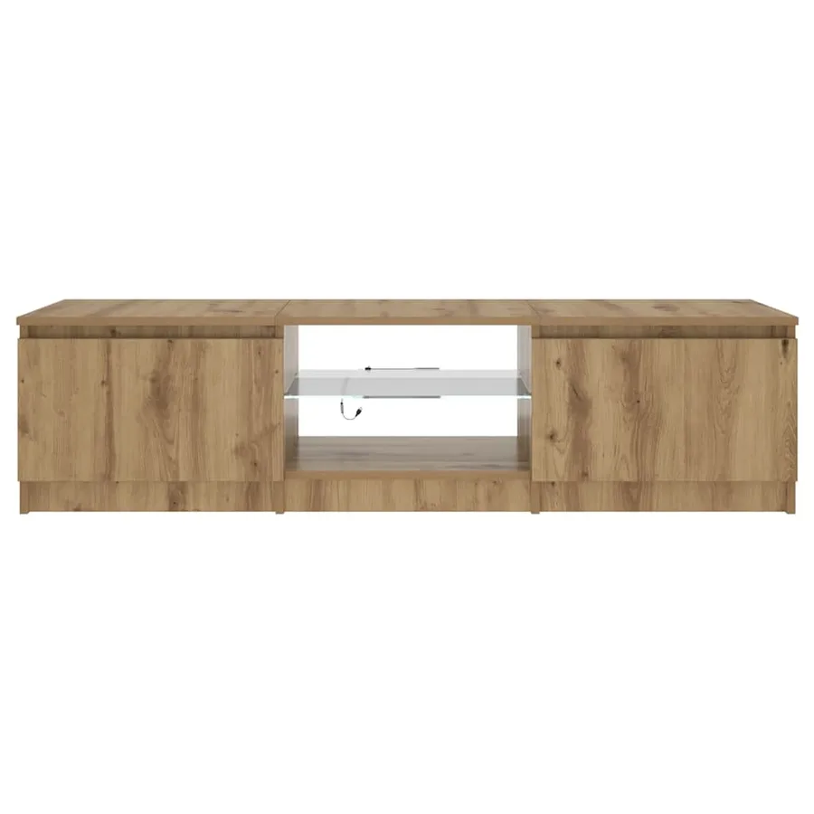 Meuble TV avec lumières LED chêne artisanal bois d'ingénierie - 6