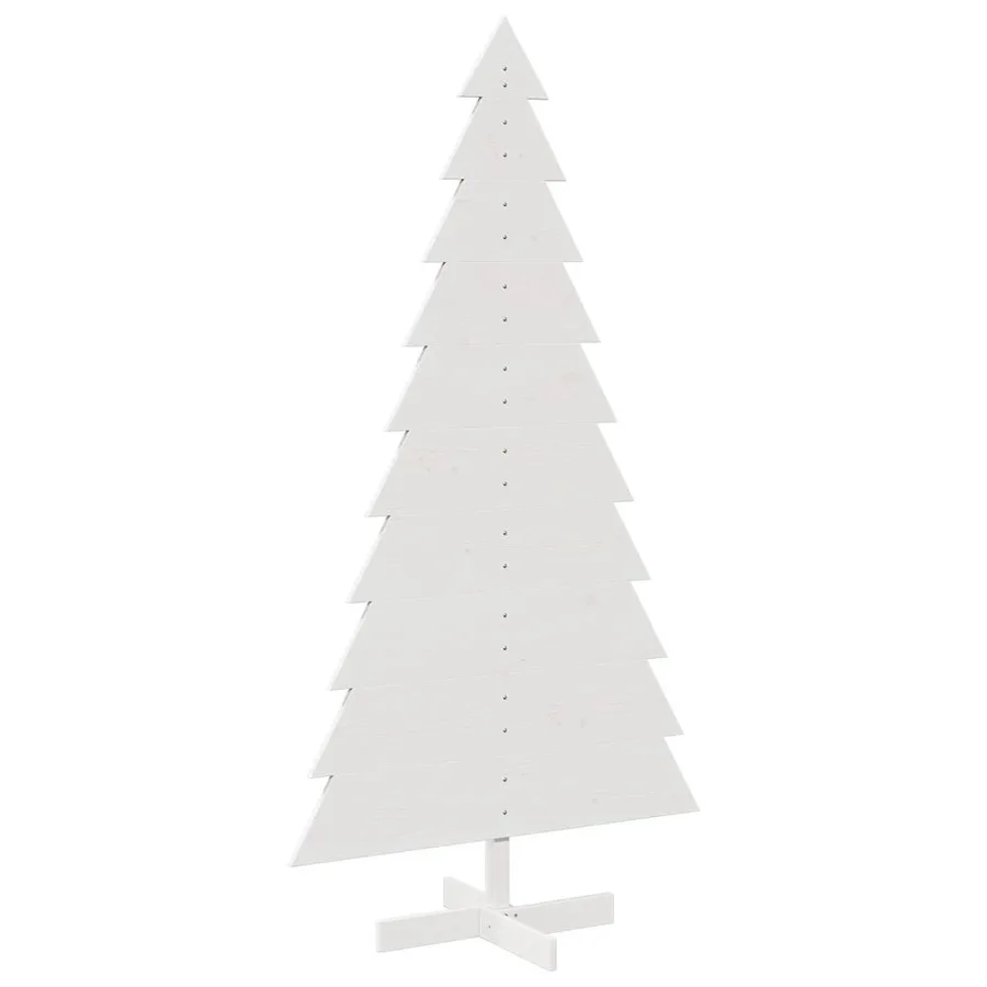 Arbre de Noël en bois pour décoration blanc 180 cm pin massif - 2