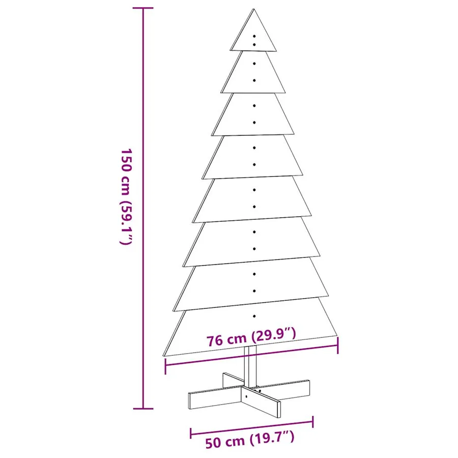 Arbre de Noël en bois pour décoration 150 cm bois de pin massif - 8