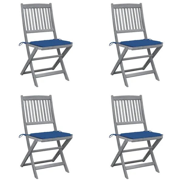 Chaises pliables d'extérieur lot de 4 et coussins Bois d'acacia