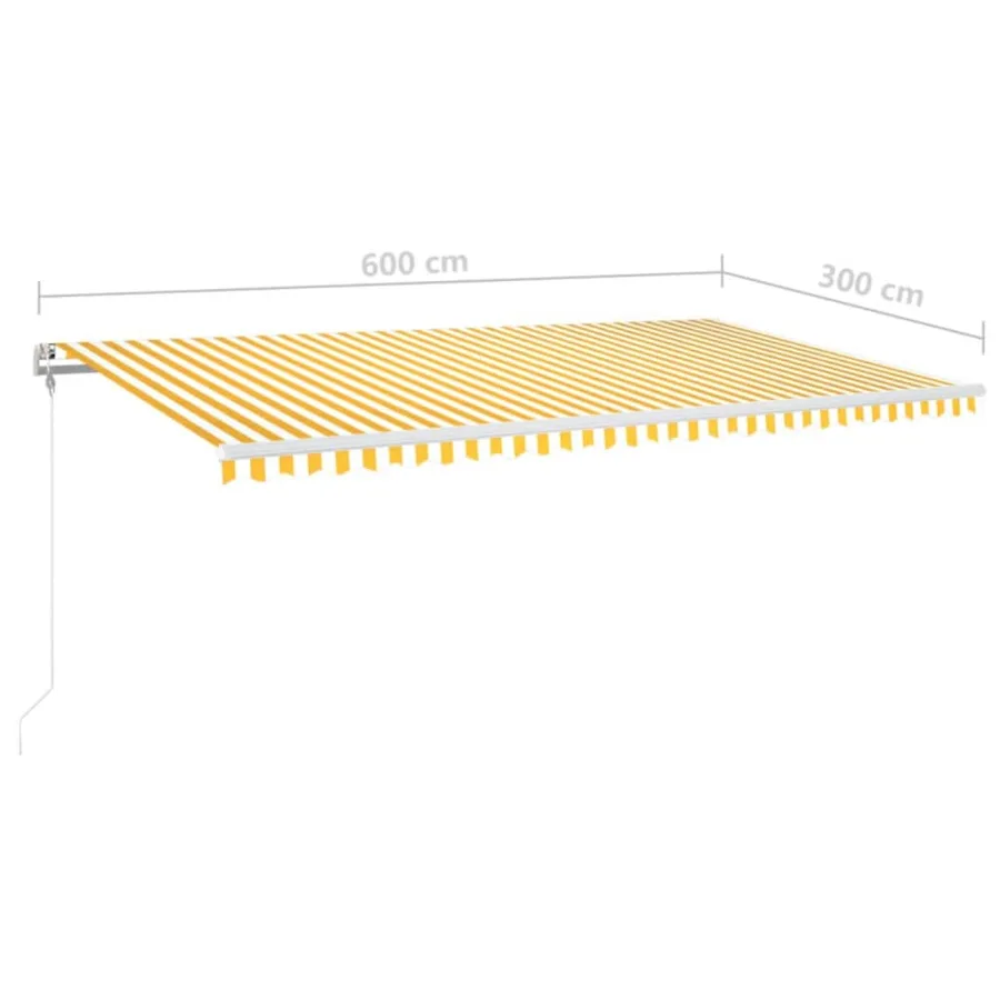 Auvent automatique capteur de vent/LED 600x300cm Jaune et blanc - 10