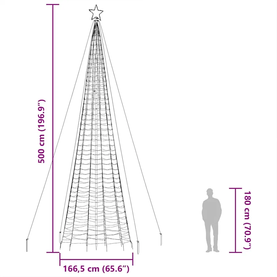 Sapin de Noël à LED avec piquets 1534 LED blanc chaud 500 cm - 13