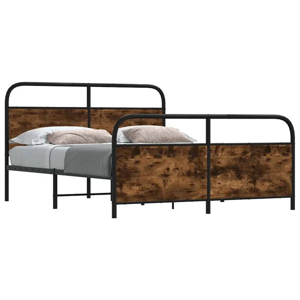 Cadre de lit en métal sans matelas chêne fumé 150x200 cm