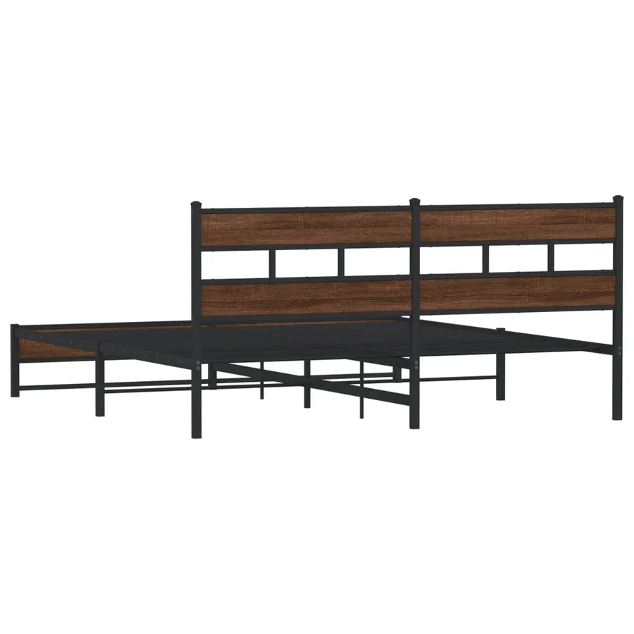 Cadre de lit en métal sans matelas chêne marron 180x200 cm - 6