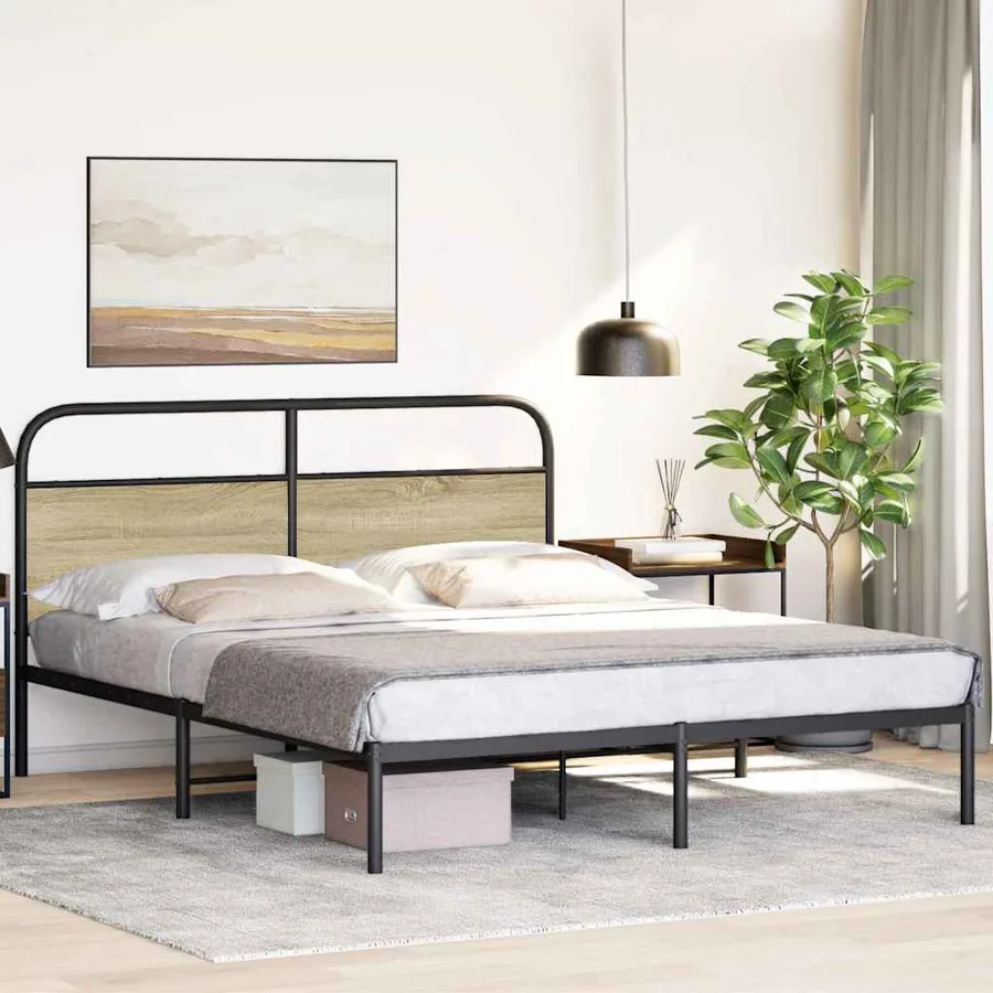 Cadre de lit sans matelas 150x200 cm chêne sonoma - 3