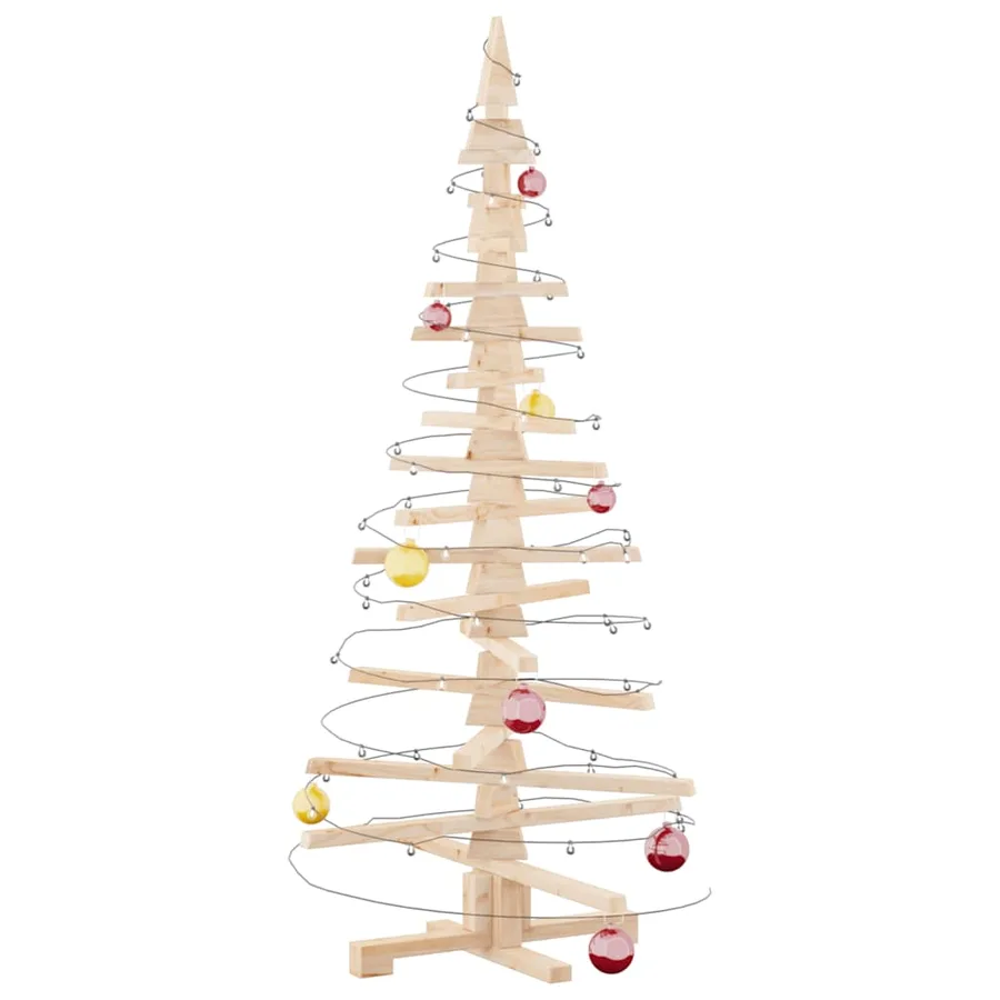 Sapin de Noël en bois pour décoration 150 cm Bois de pin massif - 4