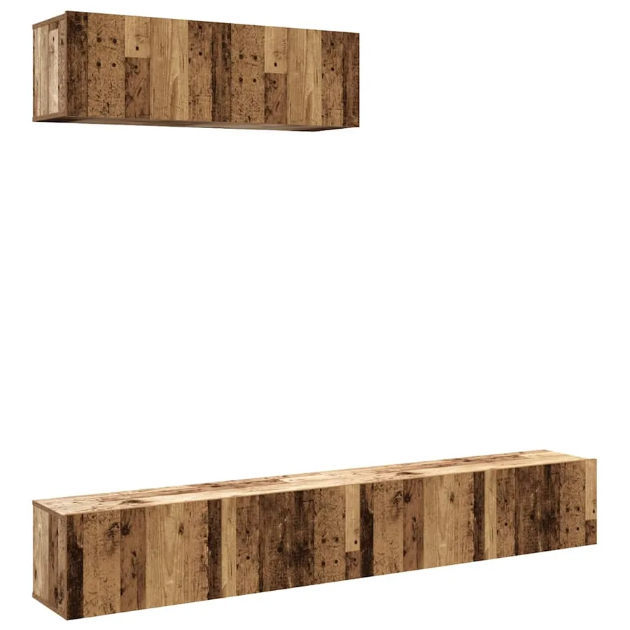 Meubles TV muraux 3 pcs vieux bois 100x30x30 cm bois ingénierie - 2