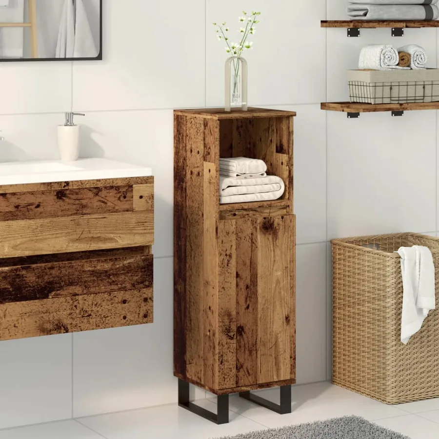 Armoire de salle de bain vieux bois 30x30x100cm bois ingénierie - 3