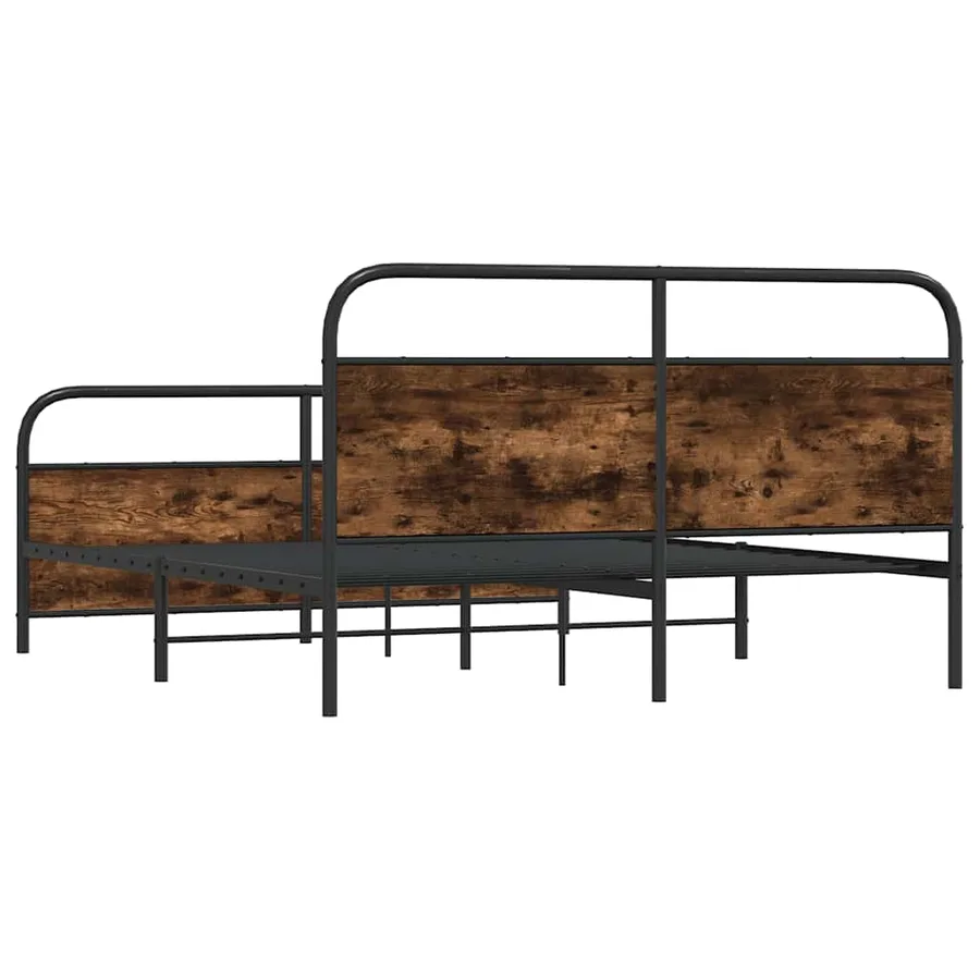Cadre de lit en métal sans matelas chêne fumé 200x200 cm - 7