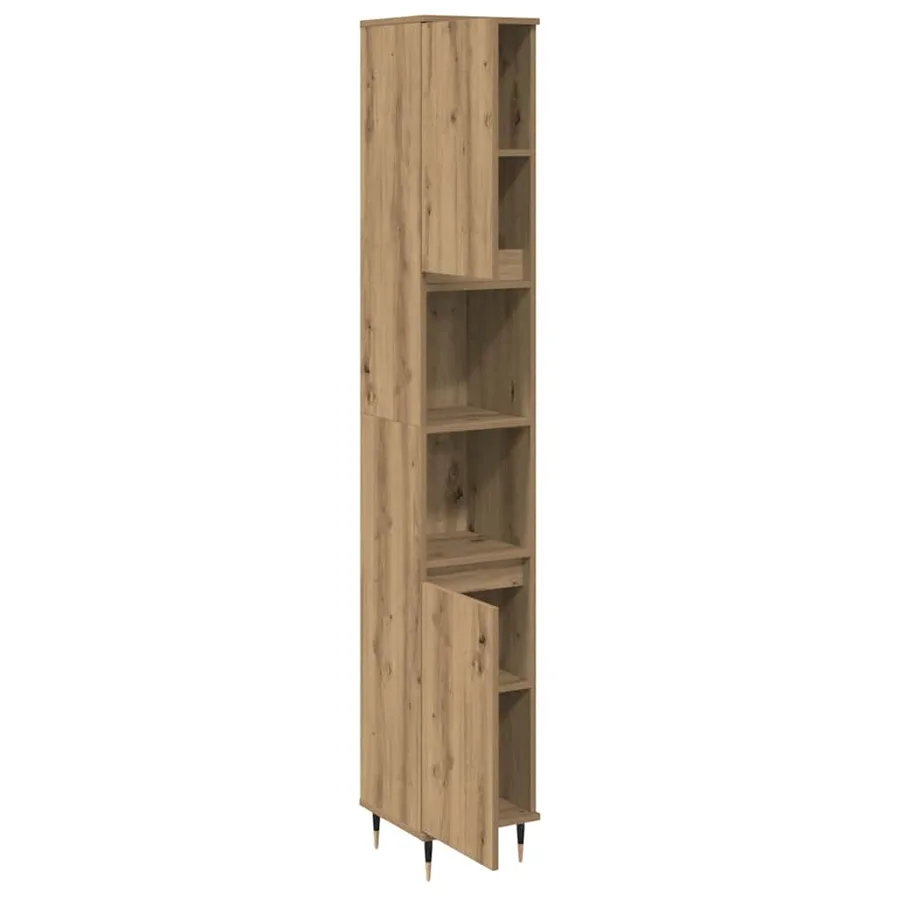 Armoire de salle de bain chêne artisanal 30x30x190 cm - 7