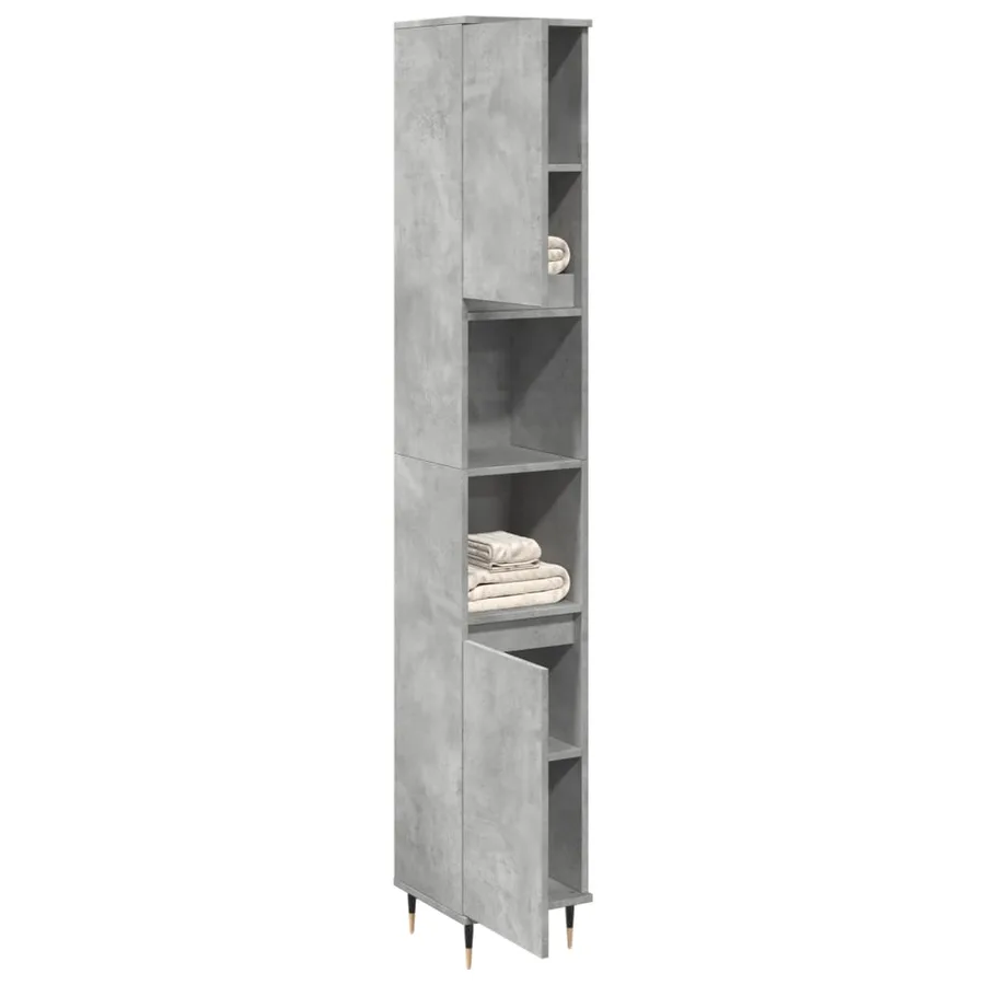Armoire de salle de bain gris béton 30x30x190 cm - 3