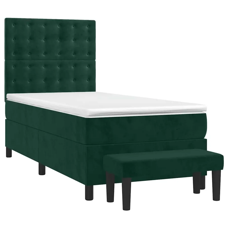 Sommier à lattes de lit avec matelas Vert foncé 90x190 cm - 3