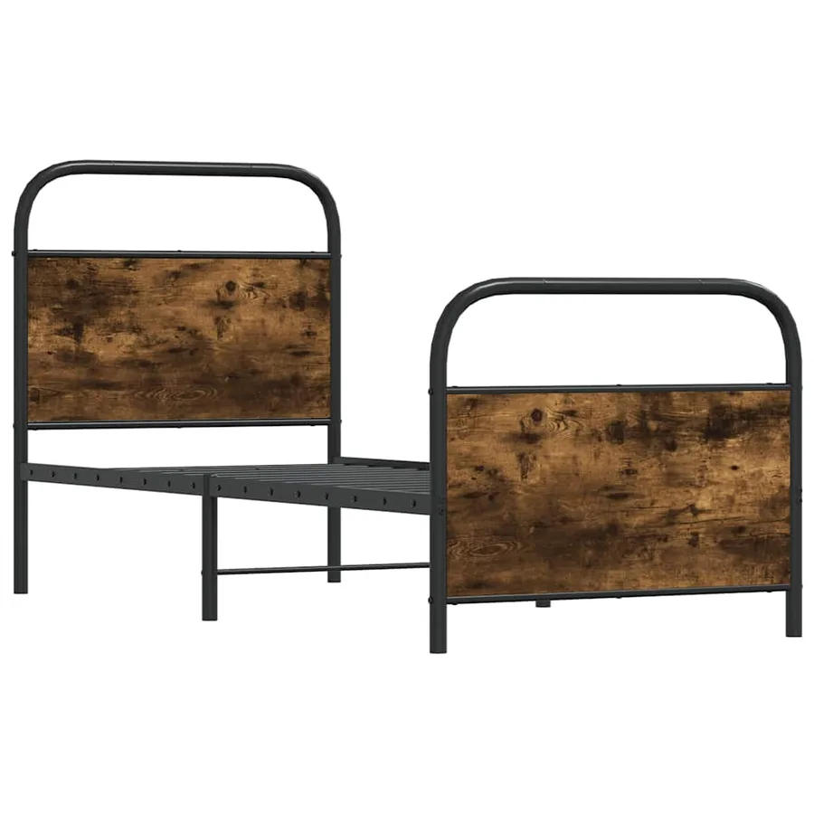 Cadre de lit sans matelas chêne fumé 75x190cm bois d'ingénierie - 3
