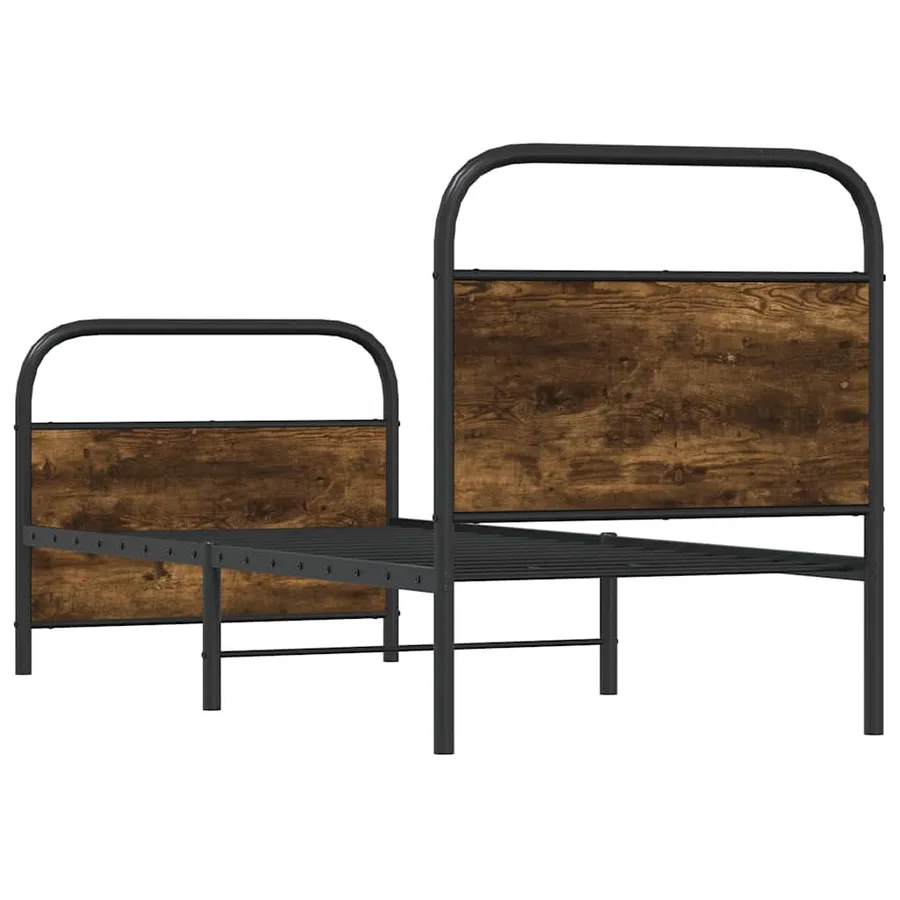 Cadre de lit sans matelas chêne fumé 75x190cm bois d'ingénierie - 7