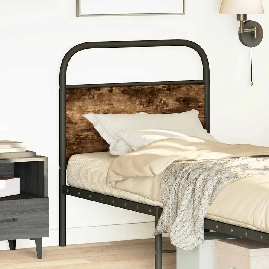 Tête de lit de remplacement chêne fumé 80 cm acier et bois d'ingénierie - 2