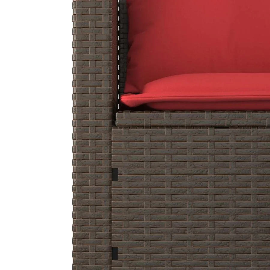 Ensemble de canapé de jardin 3 pcs avec coussins marron résine tressée - 10
