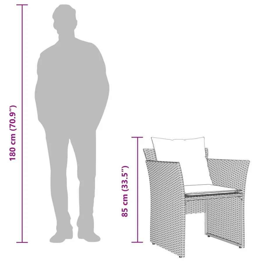 Chaise de jardin avec tabouret marron résine tressée - 11