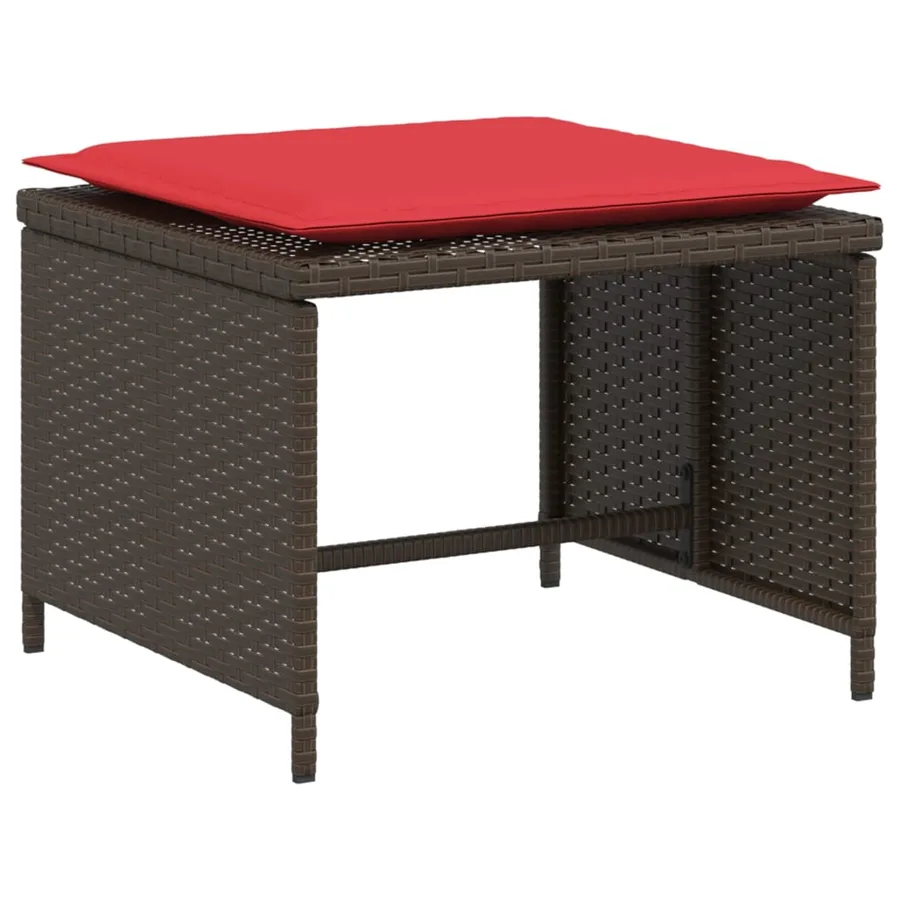 Chaise de jardin avec tabouret marron résine tressée - 6