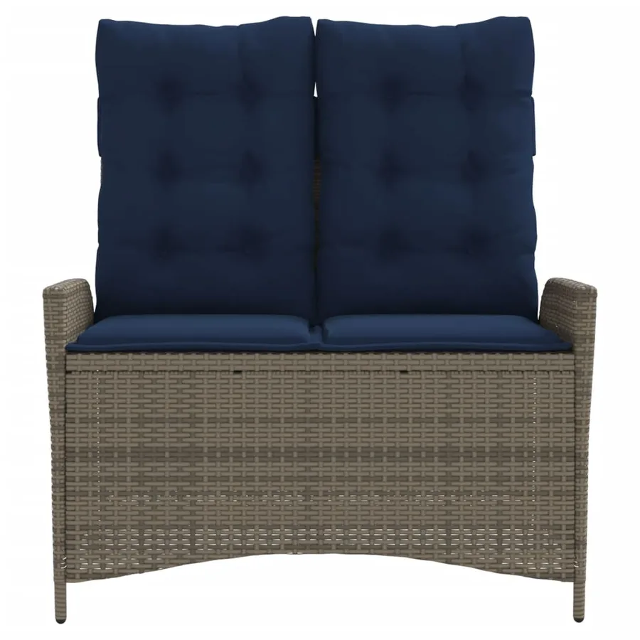 Banc inclinable de jardin avec coussins gris résine tressée - 3