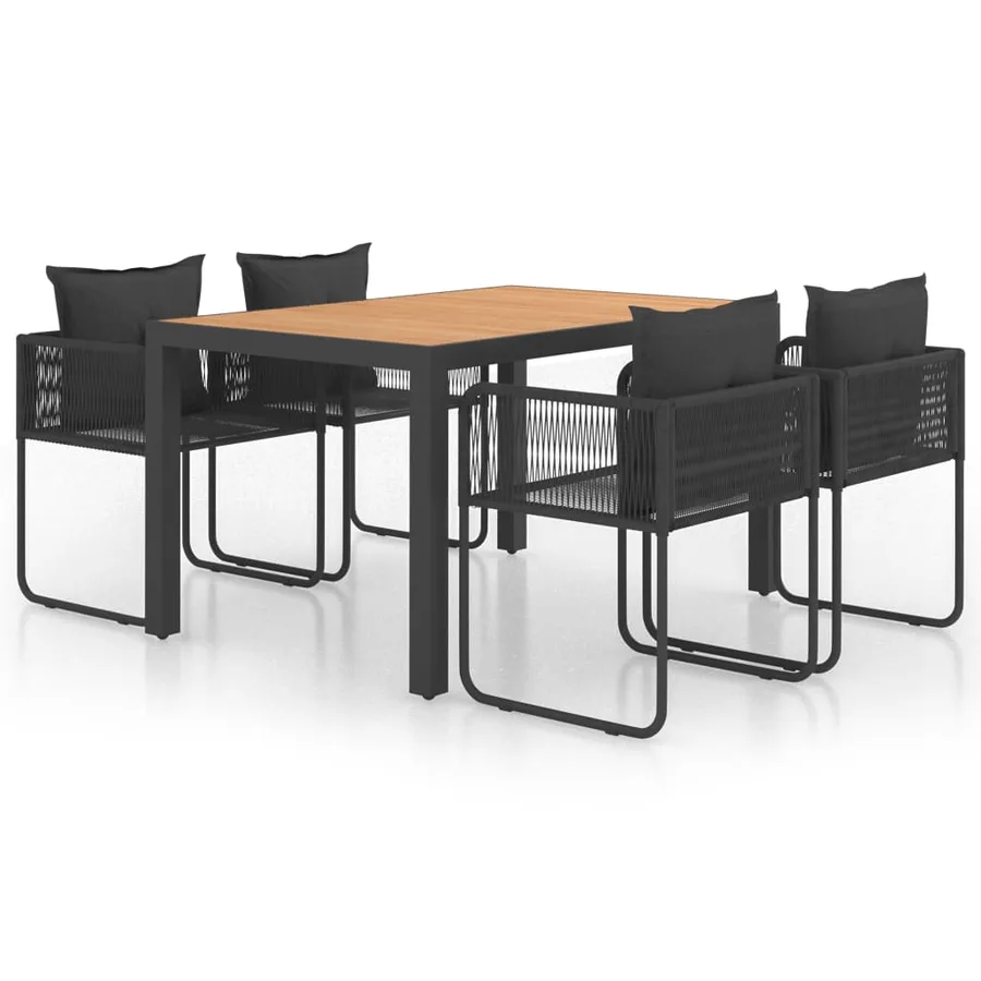 Ensemble à manger de jardin 5pcs PVC résine tressée noir marron - 2