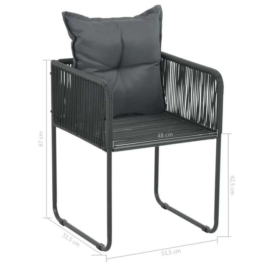 Ensemble à manger de jardin 5pcs PVC résine tressée noir marron - 9