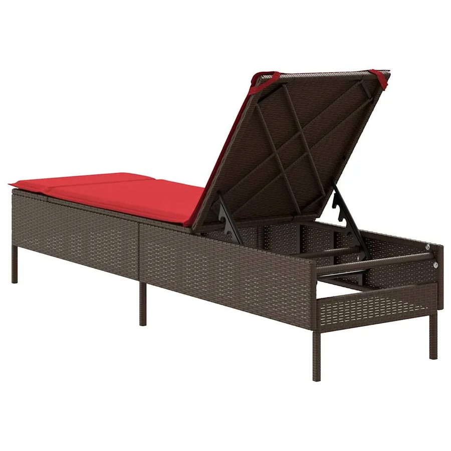 Chaise longue avec coussin marron résine tressée - 6