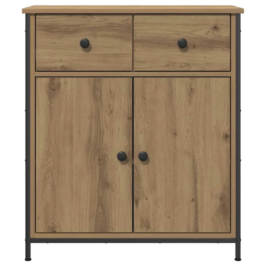 Buffet chêne artisanal 70x30x80 cm bois d'ingénierie - 3