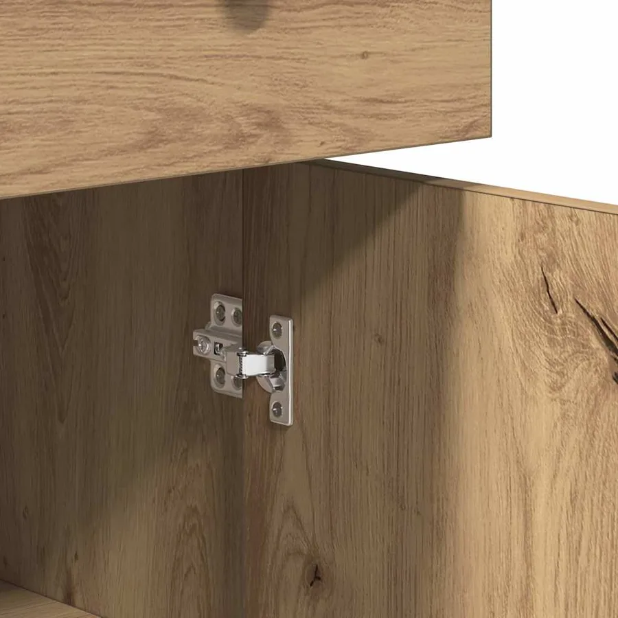 Buffet chêne artisanal 70x30x80 cm bois d'ingénierie - 7