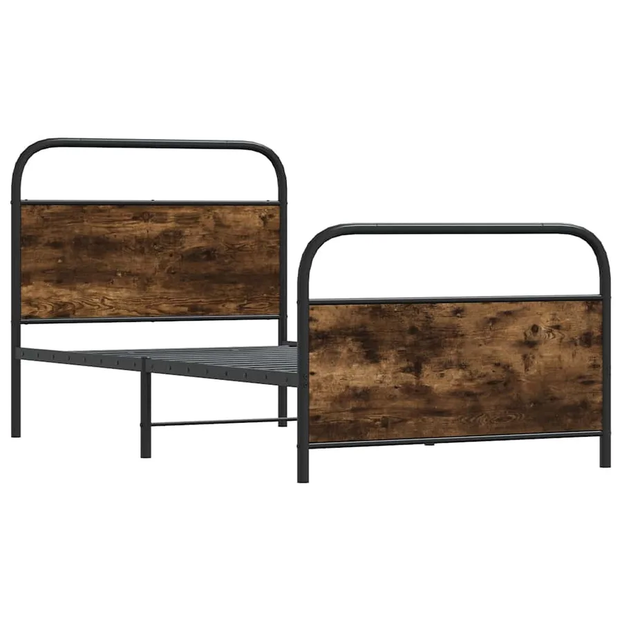Cadre de lit sans matelas 90x200cm chêne fumé bois d'ingénierie - 3