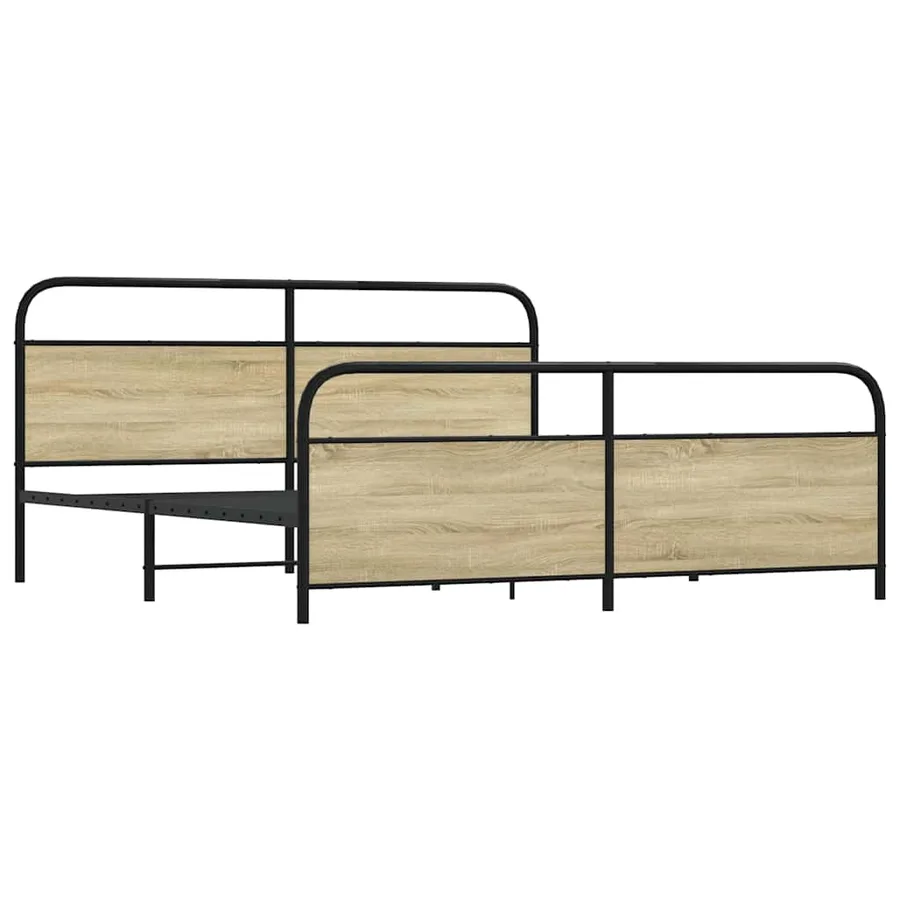 Cadre de lit en métal sans matelas chêne sonoma 193x203 cm - 3