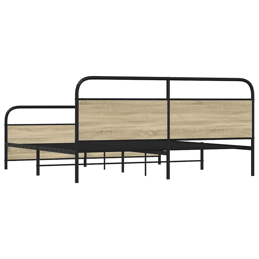 Cadre de lit en métal sans matelas chêne sonoma 193x203 cm - 6