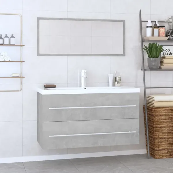 Ensemble de meubles de salle de bain 3 pcs Gris béton