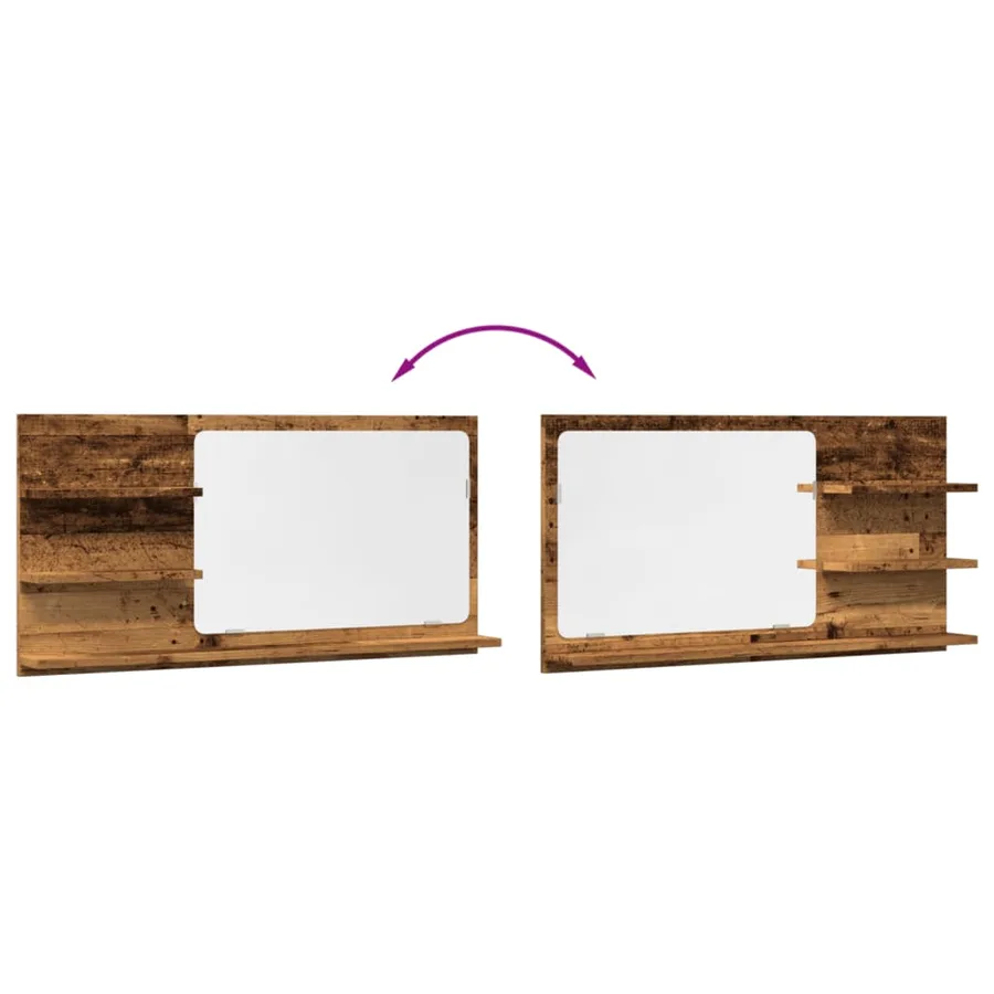 Armoire à miroir de salle de bain vieux bois bois d'ingénierie - 7