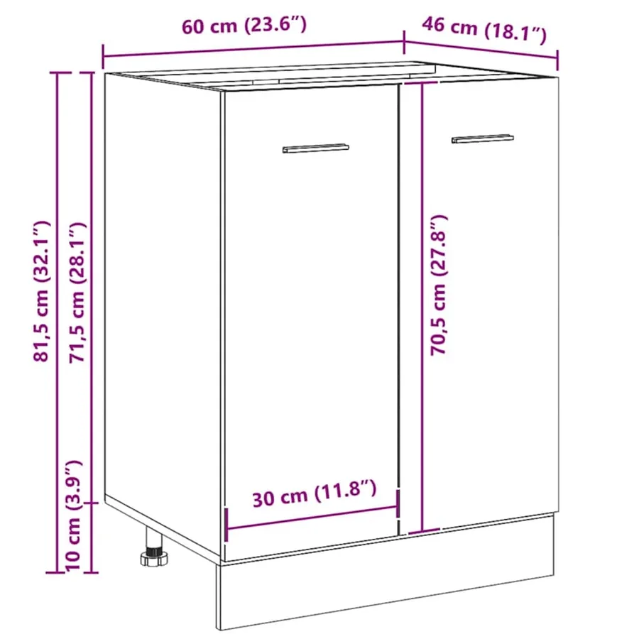 Meuble bas "Lyon" Chêne artisanal 60 x 46 x 81,5 cm Bois d'ingénierie - 12