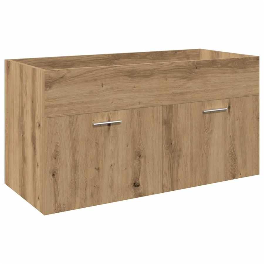 Meuble lavabo et bassin intégré chêne artisanal bois ingénierie - 4