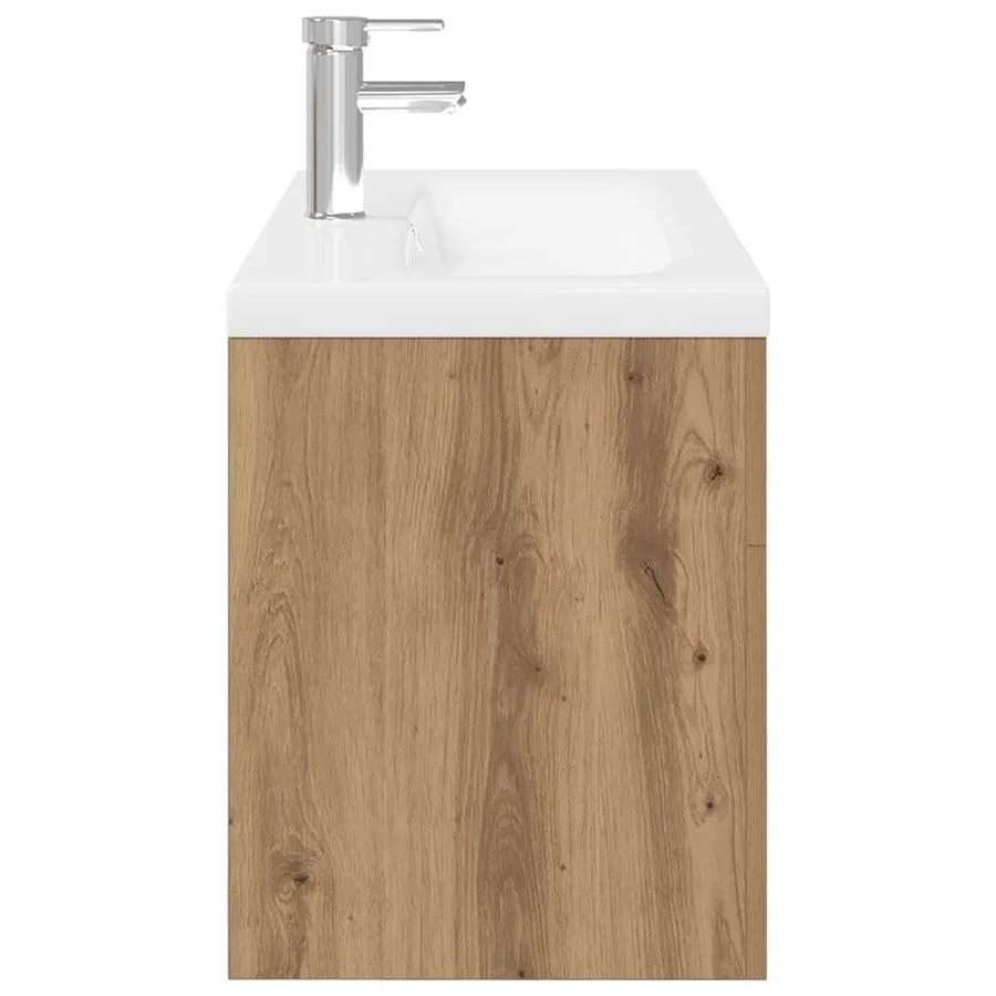 Meuble lavabo et bassin intégré chêne artisanal bois ingénierie - 7