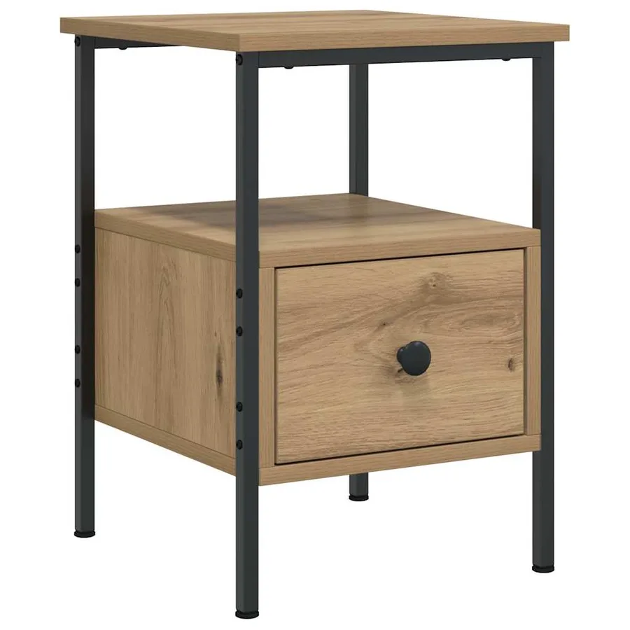 Table de chevet chêne artisanal 34x36x50 cm bois d'ingénierie - 2