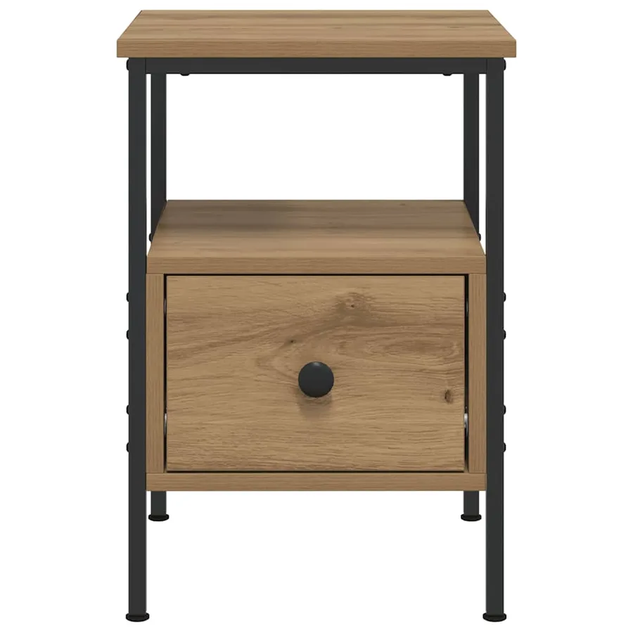 Table de chevet chêne artisanal 34x36x50 cm bois d'ingénierie - 3