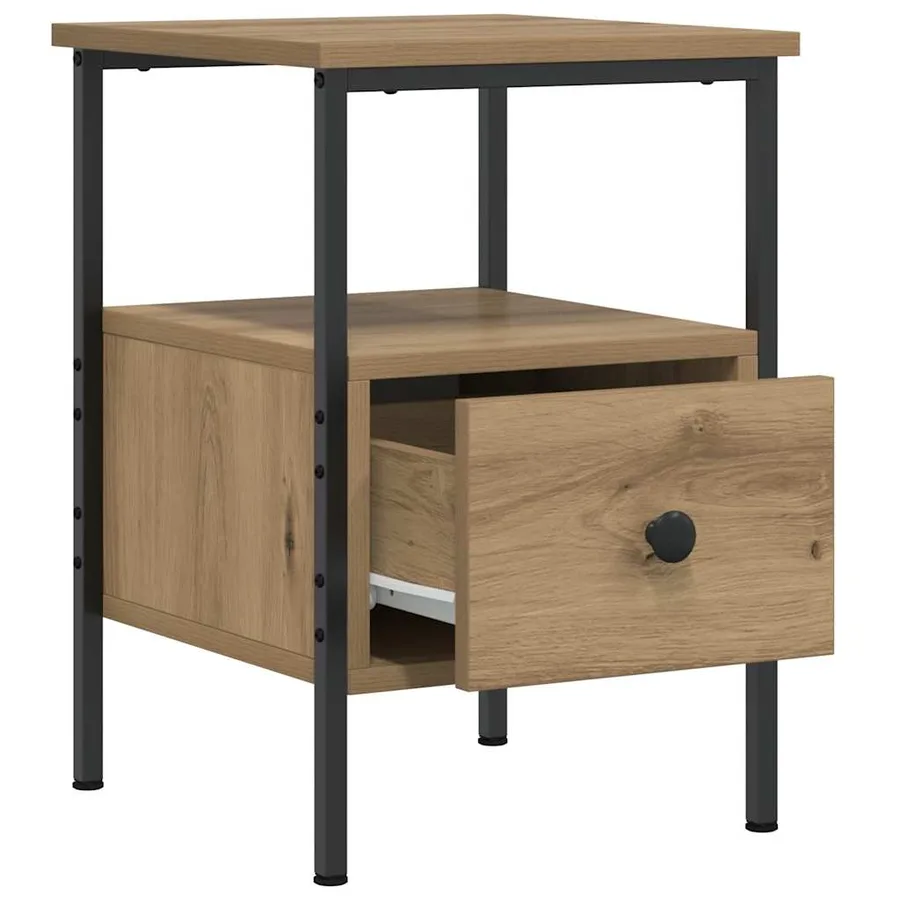 Table de chevet chêne artisanal 34x36x50 cm bois d'ingénierie - 4