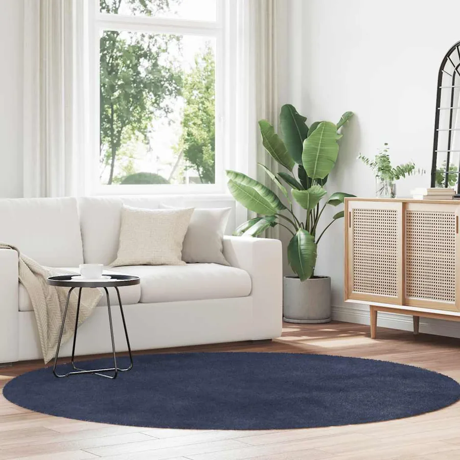 Tapis shaggy à poils longs NAVARRA bleu marine 200x200 cm