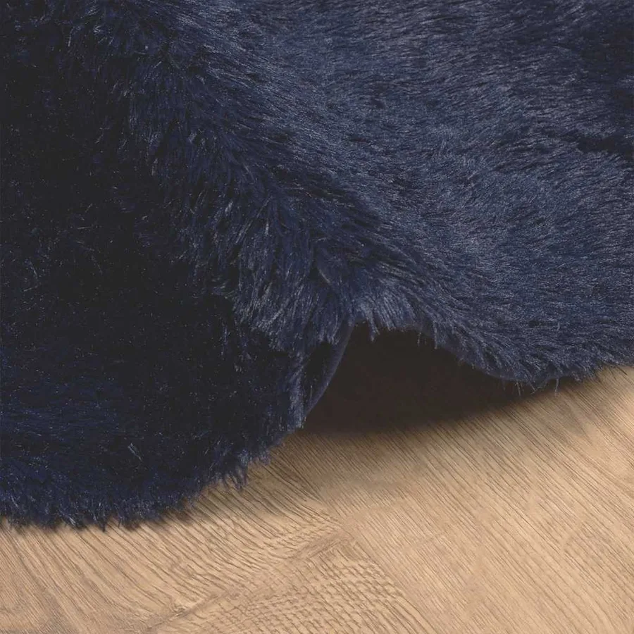 Tapis shaggy à poils longs NAVARRA bleu marine 200x200 cm - 5