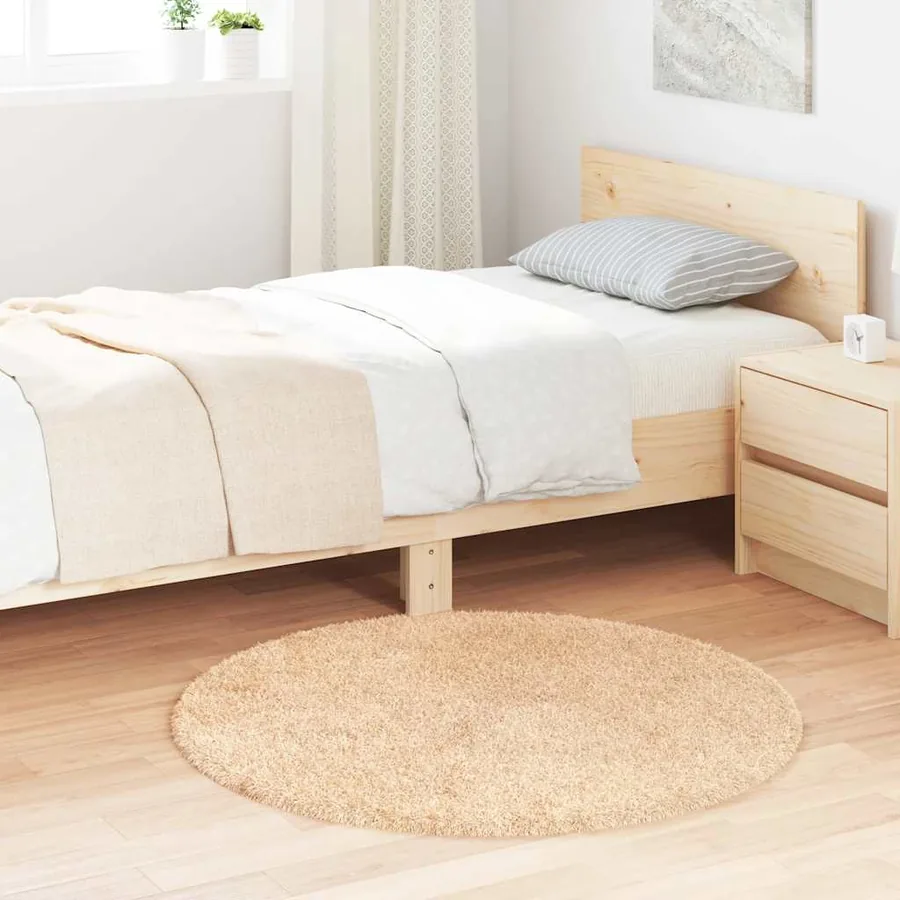 Tapis Shaggy à poils longs NAVARRA beige 100x100 cm polyester