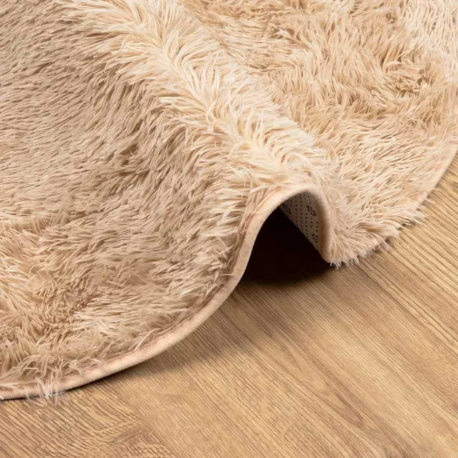 Tapis Shaggy à poils longs NAVARRA beige 100x100 cm polyester - 5