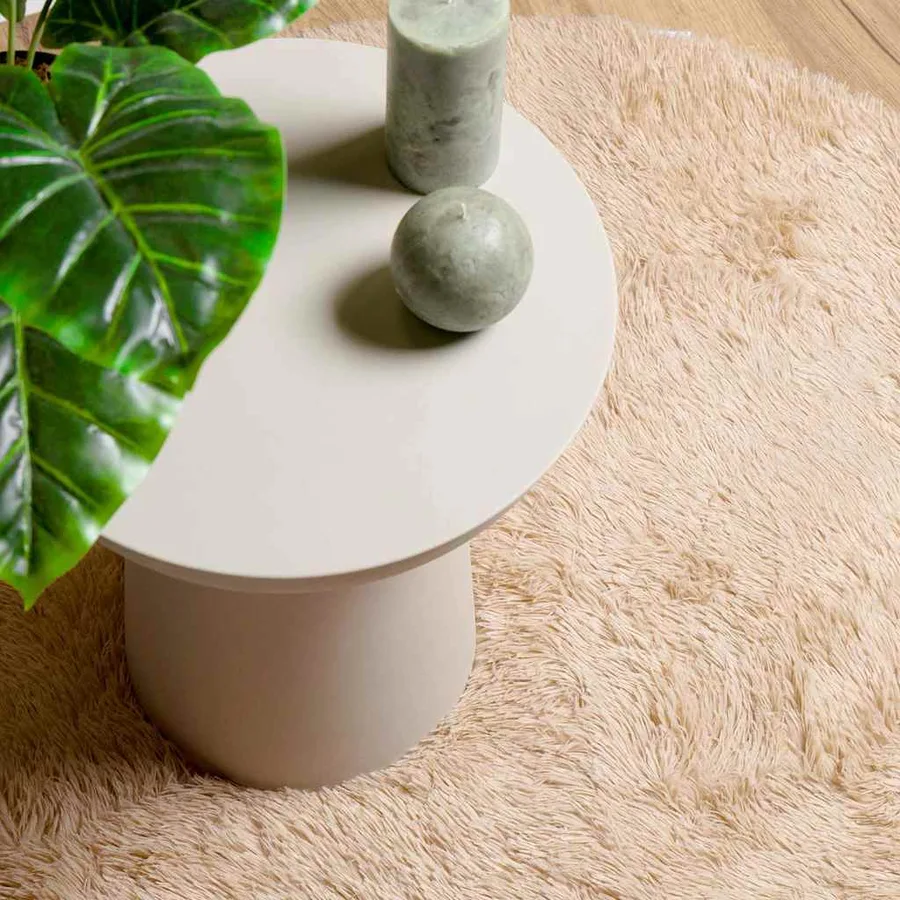 Tapis Shaggy à poils longs NAVARRA beige 100x100 cm polyester - 8