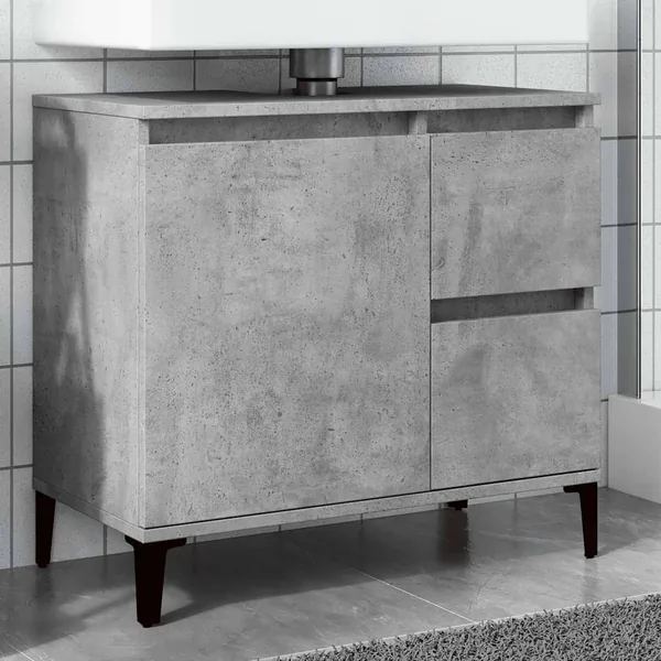 Armoire d'évier gris béton 65x33x60 cm bois d'ingénierie