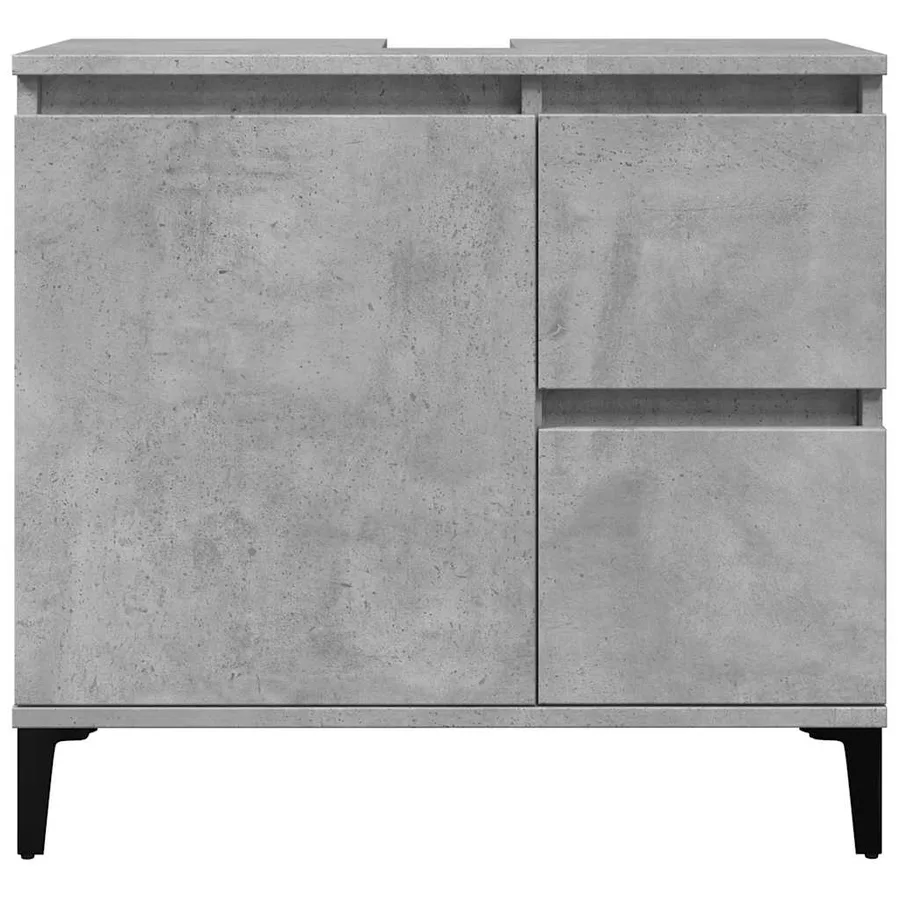 Armoire d'évier gris béton 65x33x60 cm bois d'ingénierie - 4