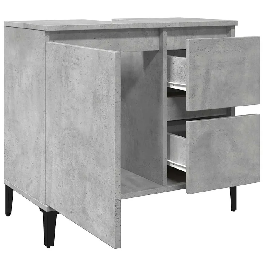 Armoire d'évier gris béton 65x33x60 cm bois d'ingénierie - 5