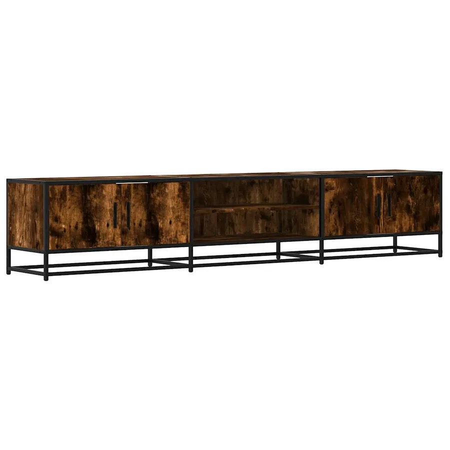 Meuble TV chêne fumé 210x35x41 cm bois d'ingénierie - 2