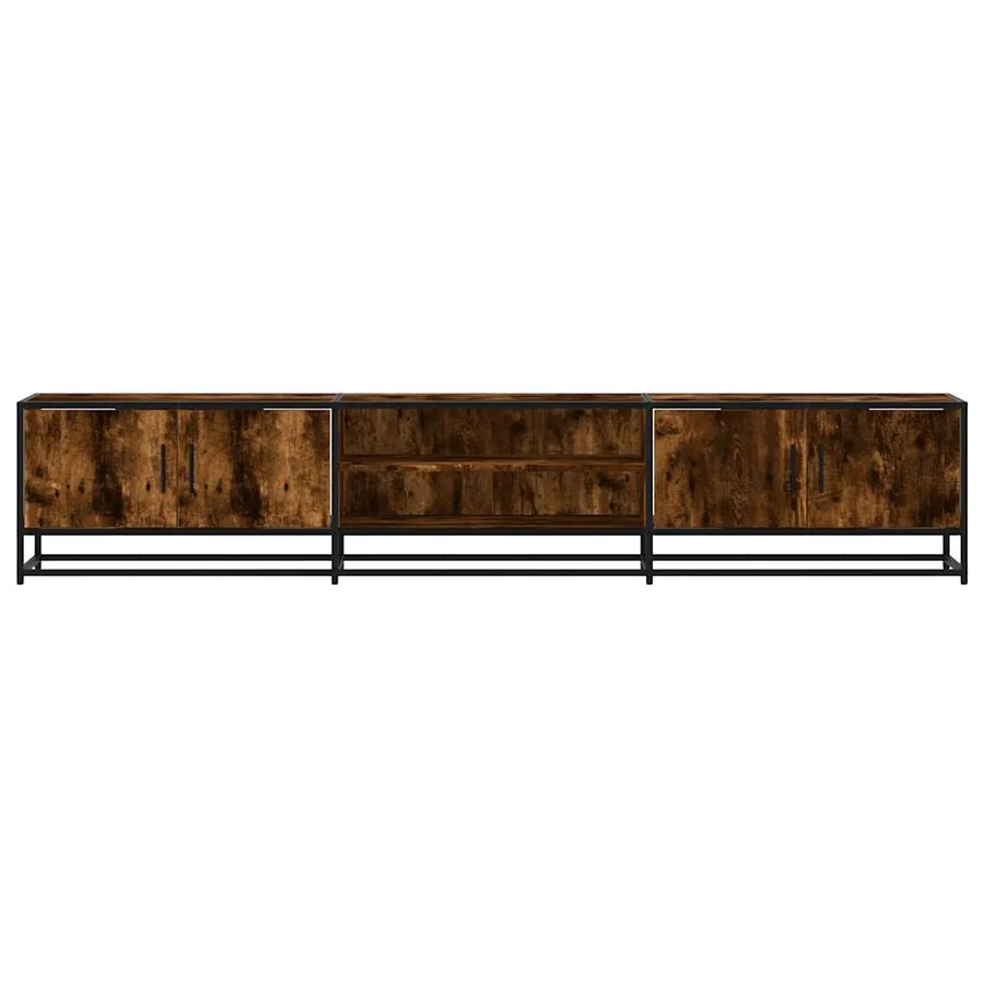 Meuble TV chêne fumé 210x35x41 cm bois d'ingénierie - 4